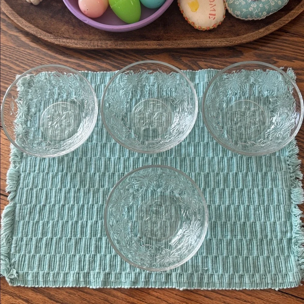 Set of 4 Princess House Fantasia 5-1/4 inch Coupe Soup Cereal Bowls Clear